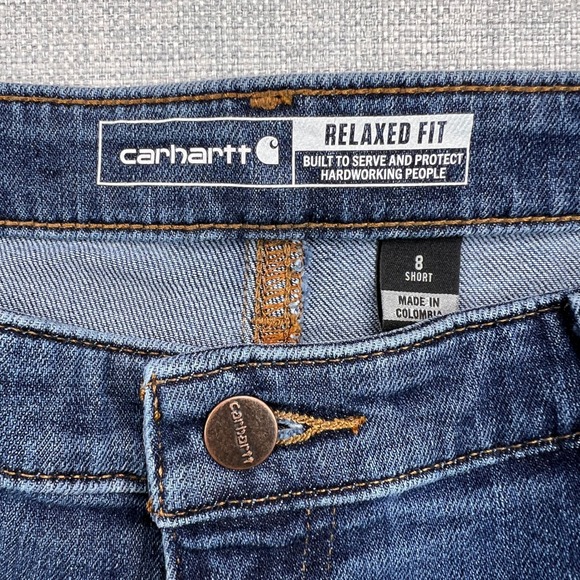 Carhartt Rugged Flex Double Front Jeans Women 8 Short Blue Workwear NEW BD5110-W - Picture 4 of 12